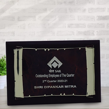Custom Made Engraved Wooden plague with Metal Sheet - (130x85)mm